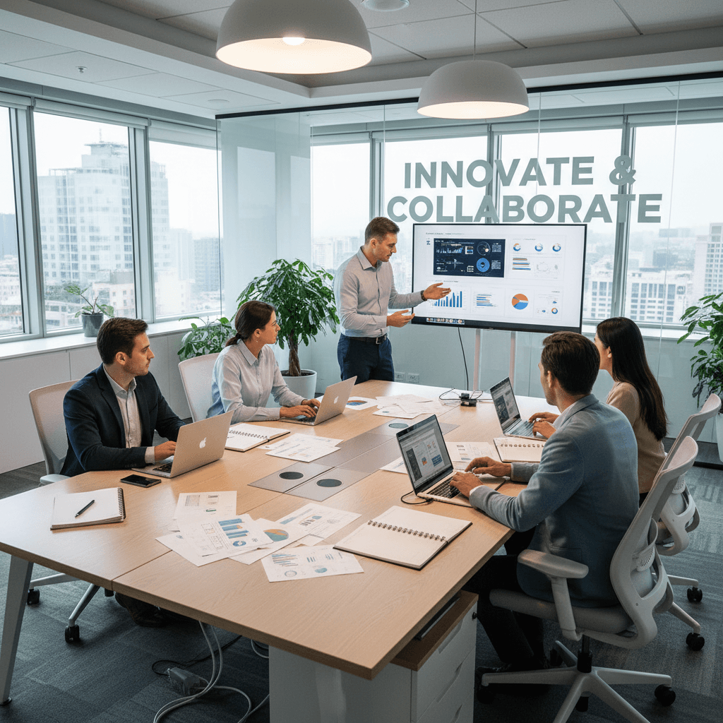 IT consulting team reviewing technology strategy